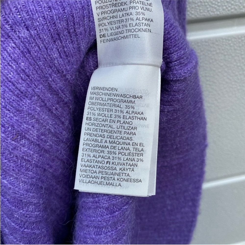 & Other Stories Oversized Turtleneck Knit Sweater Ribbed Alpaca Blend Purple - Picture 4 of 9